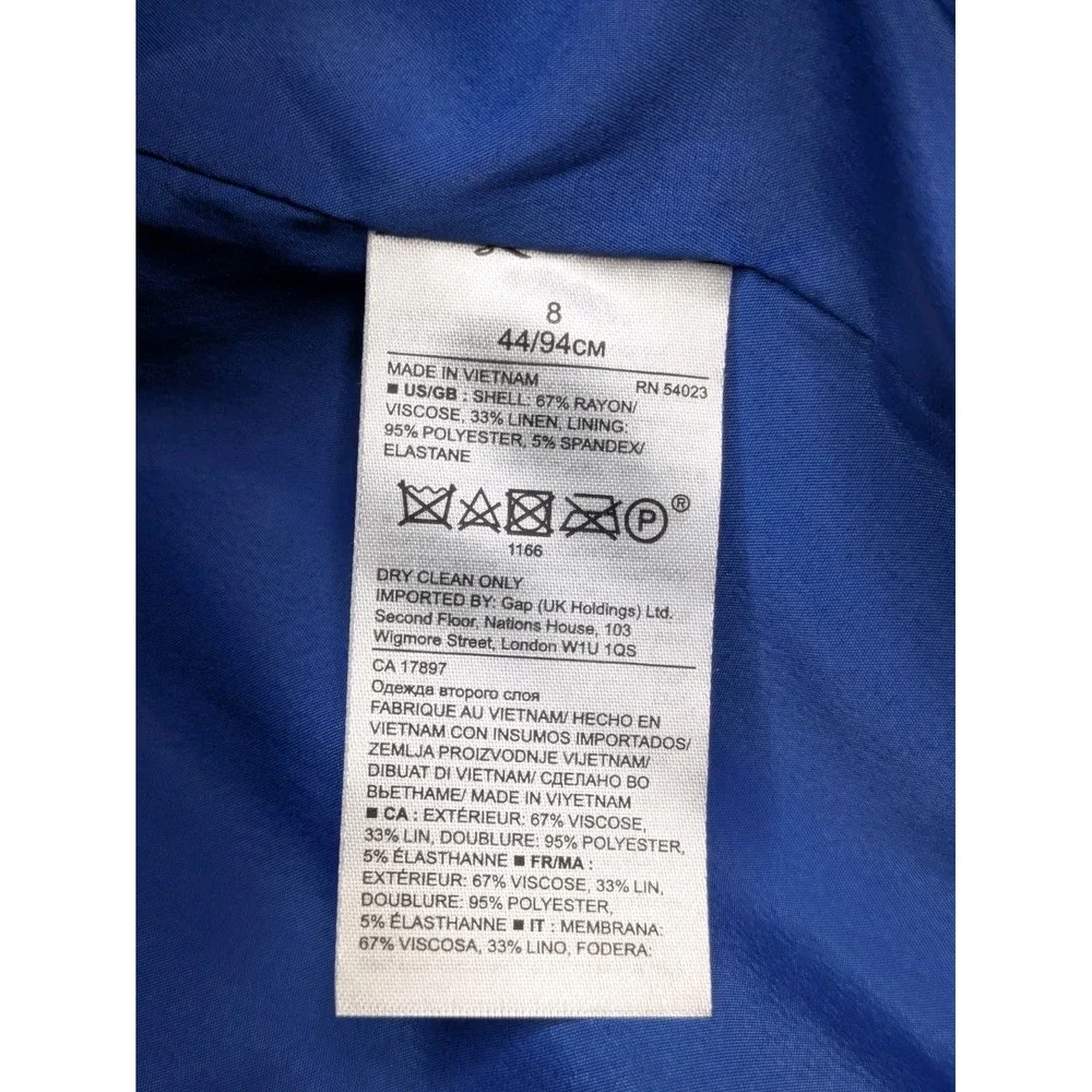 Banana Republic Womens Blazer 8 NWT $178 Rayon Linen Blue Paisley Single Button